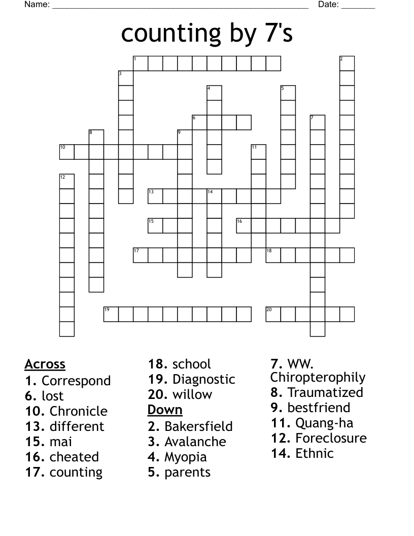 counting by 7's Crossword