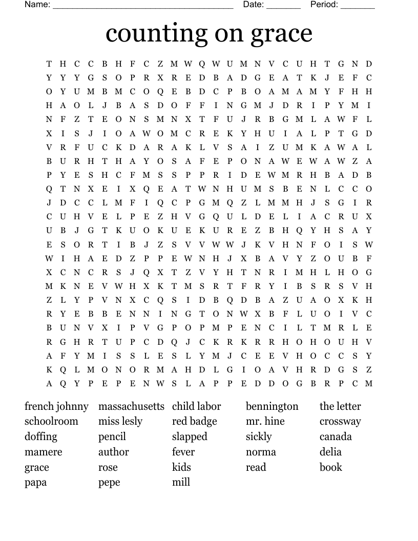 counting on grace Word Search