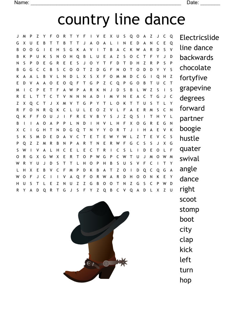 country line dance Word Search