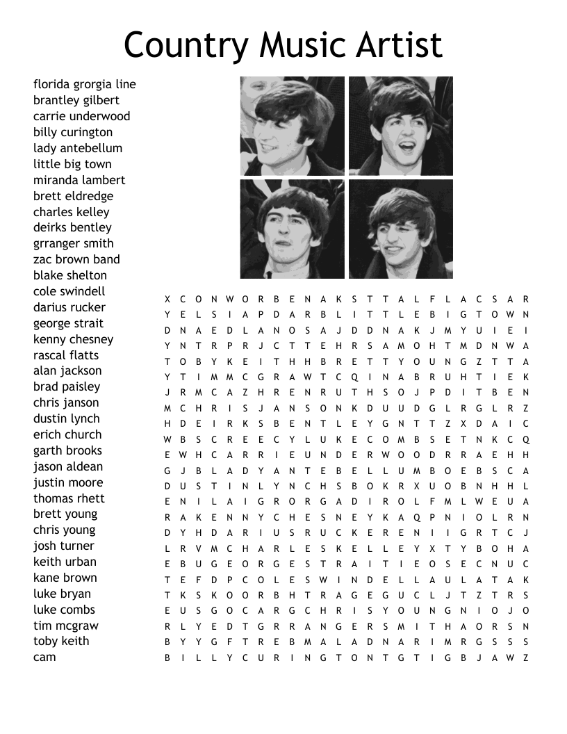 Country Music Artist Word Search