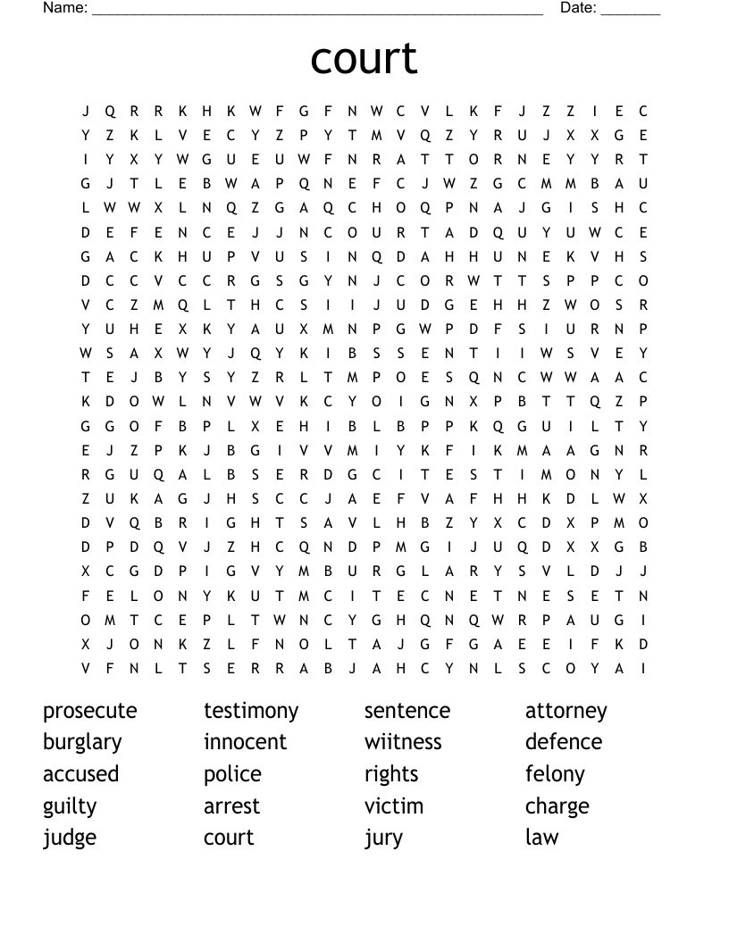 court Word Search