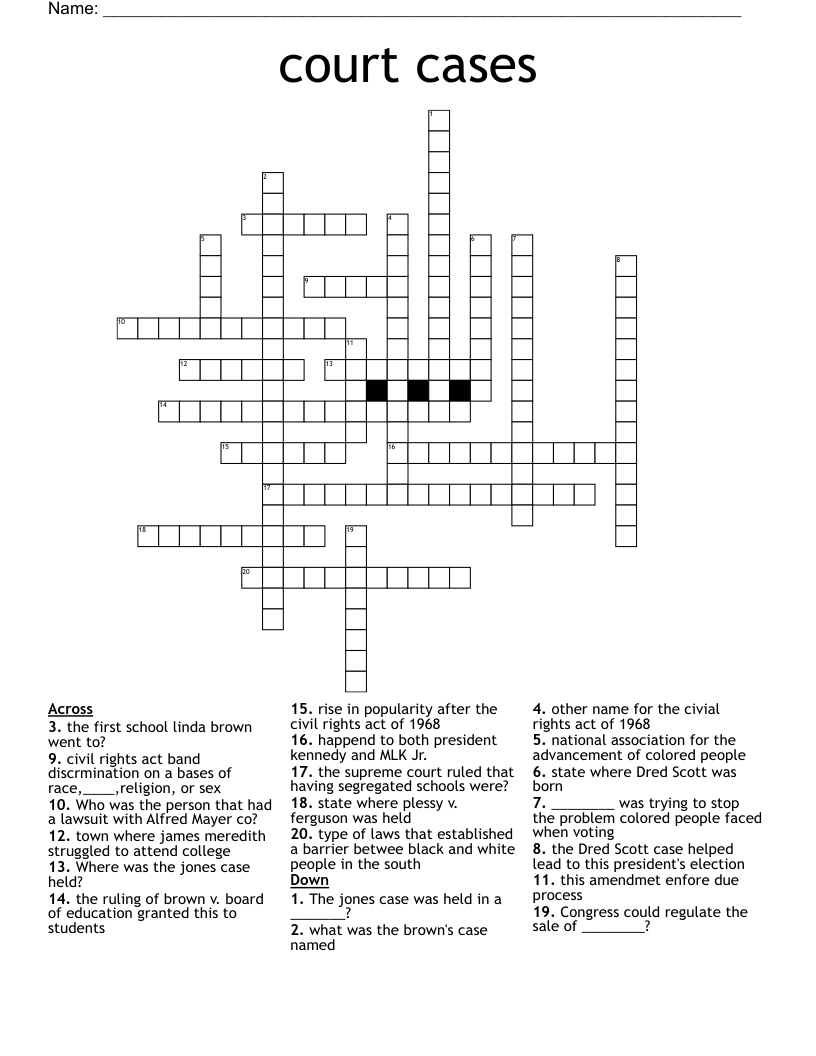 court cases Crossword