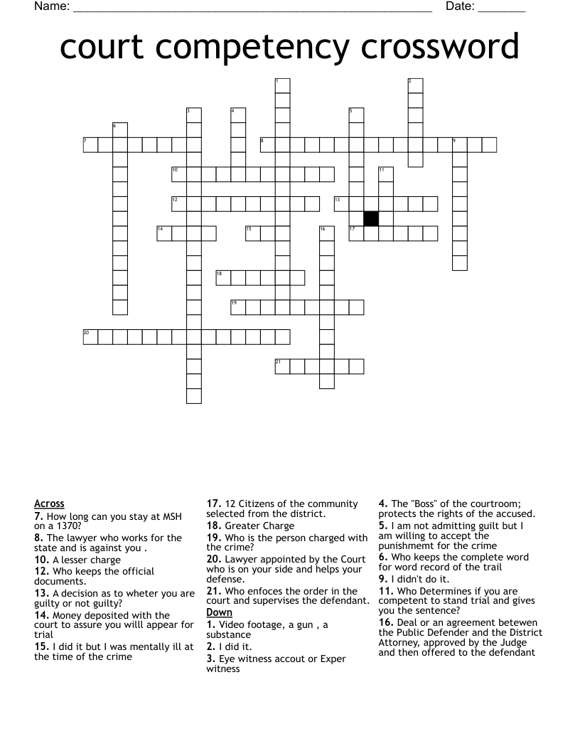 court competency crossword