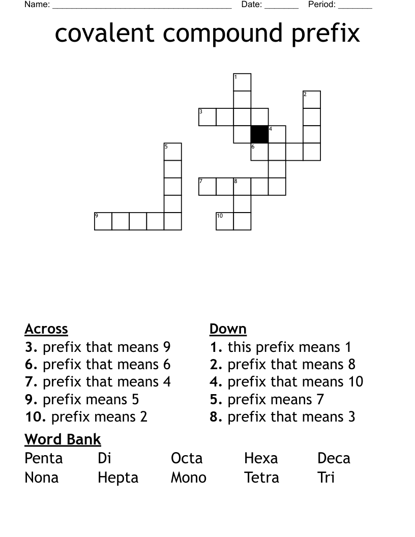 covalent compound prefix Crossword