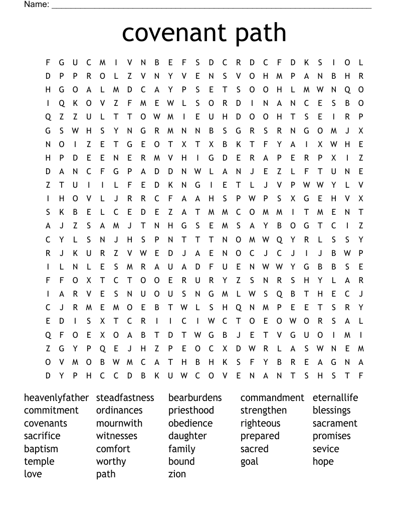 covenant path  Word Search