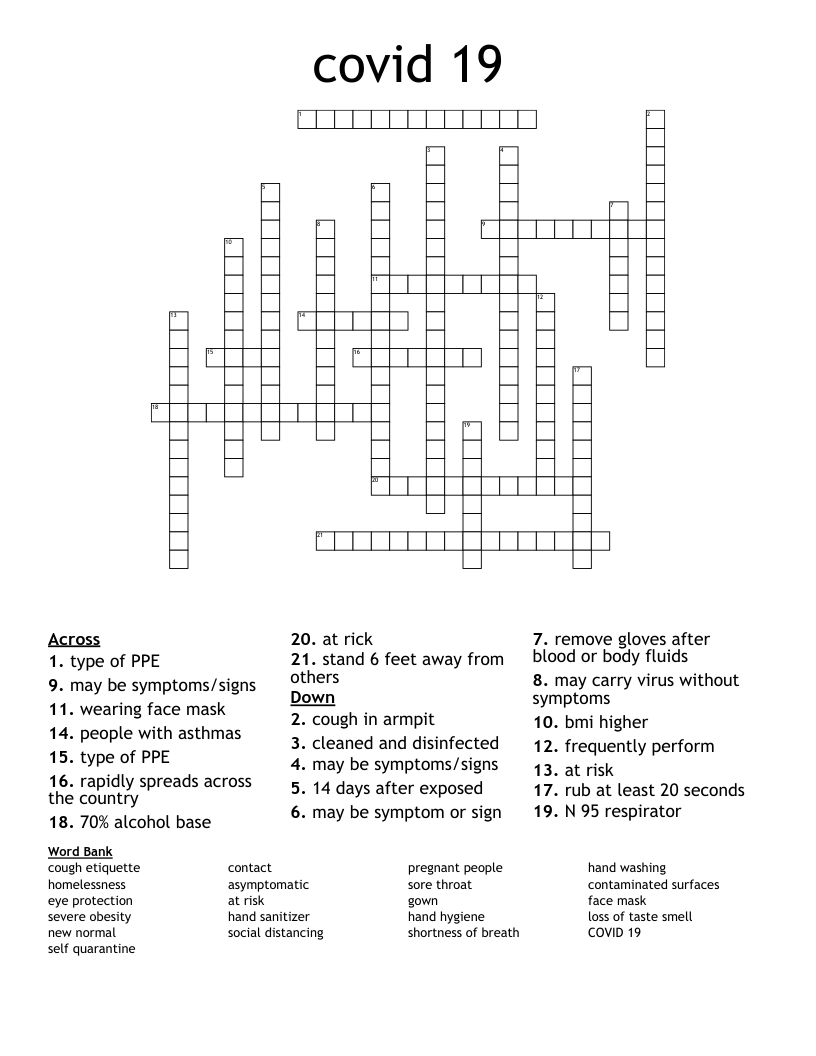 covid 19 Crossword