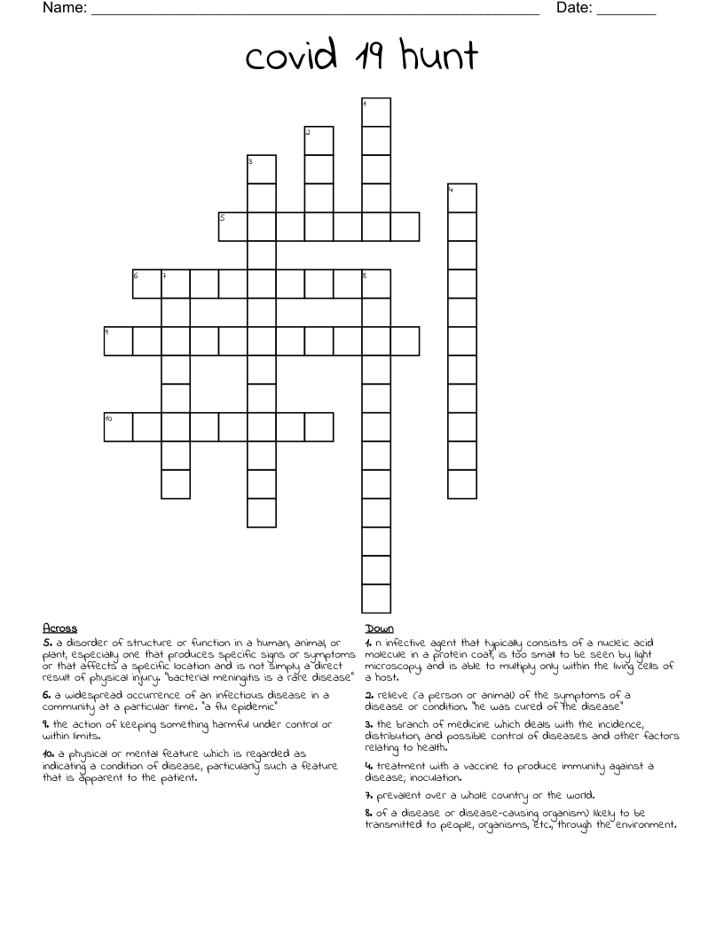 covid 19 hunt Crossword