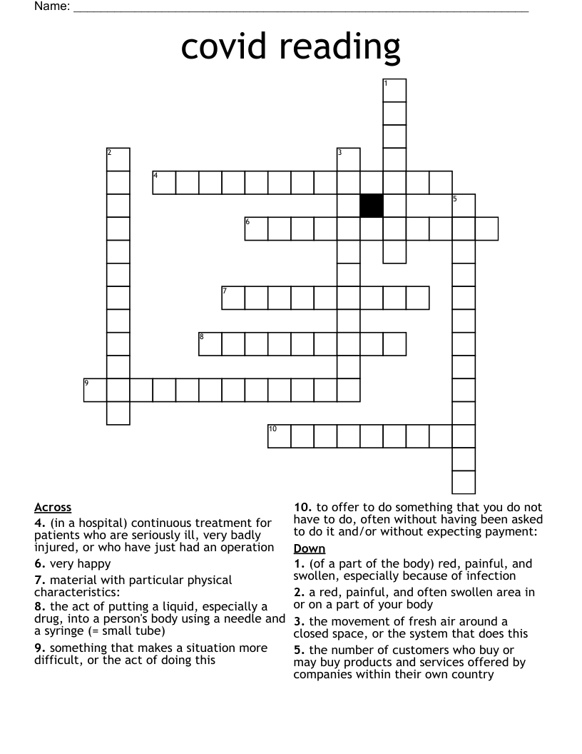 covid reading Crossword