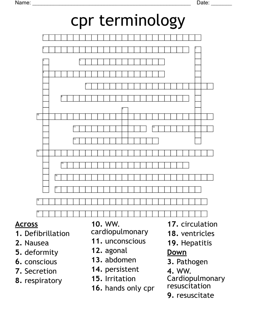 cpr terminology Crossword