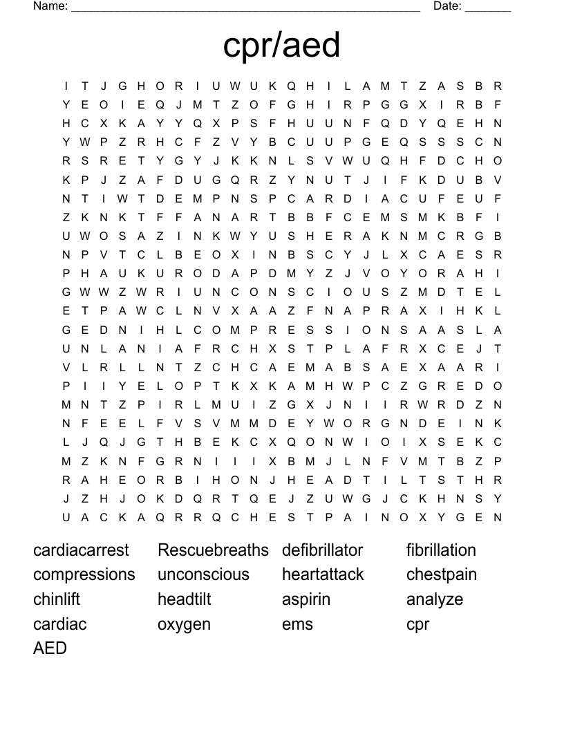 cpr/aed Word Search