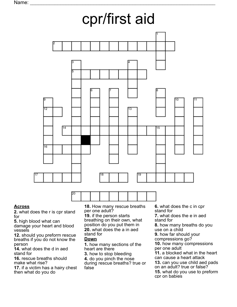 cpr/first aid Crossword