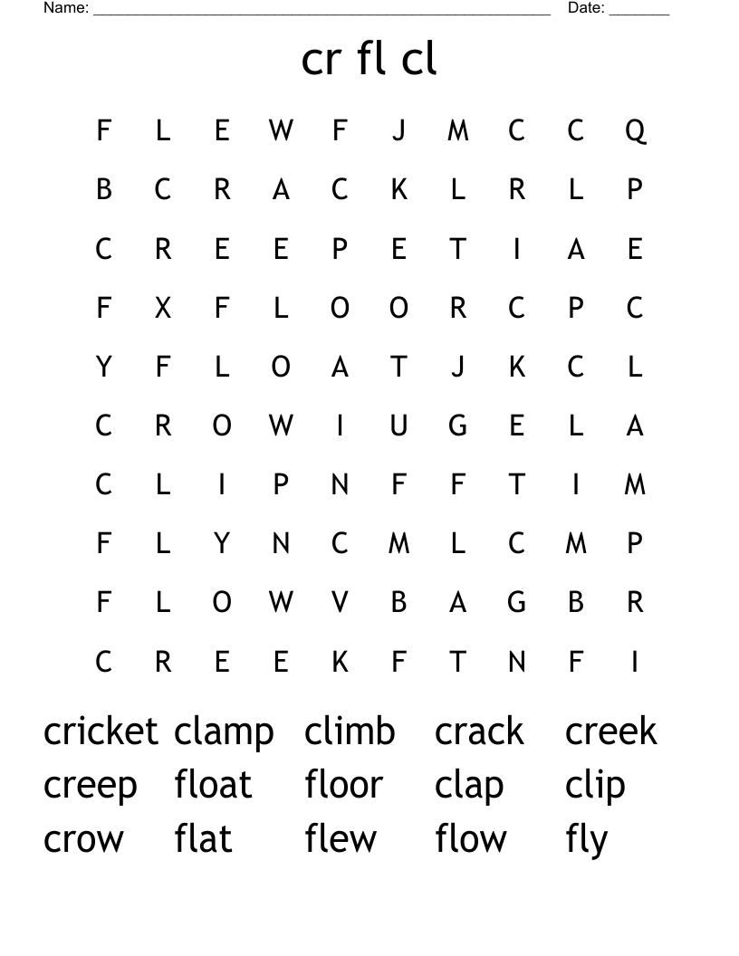 cr fl cl Word Search