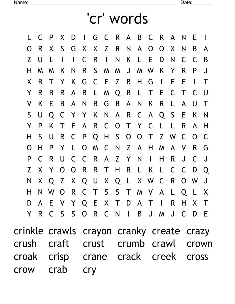 'cr' words Word Search