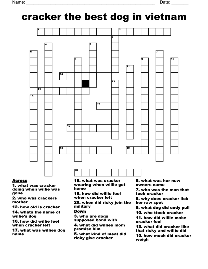 cracker the best dog in vietnam Crossword
