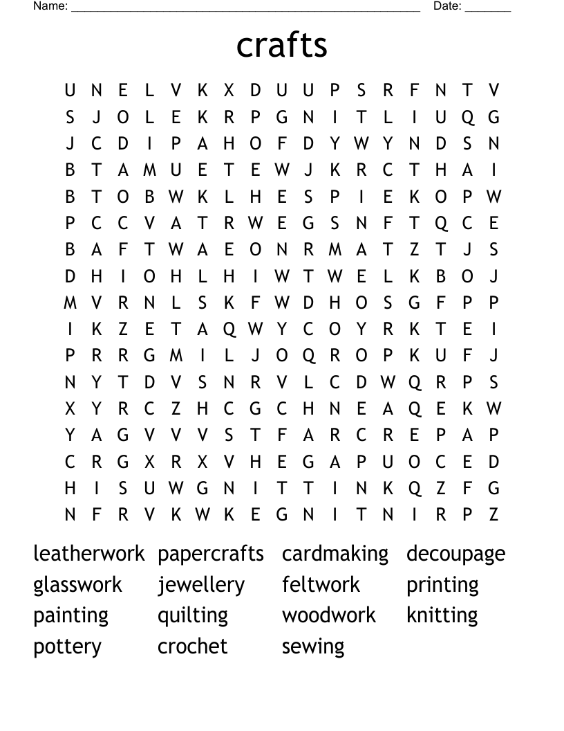 crafts Word Search