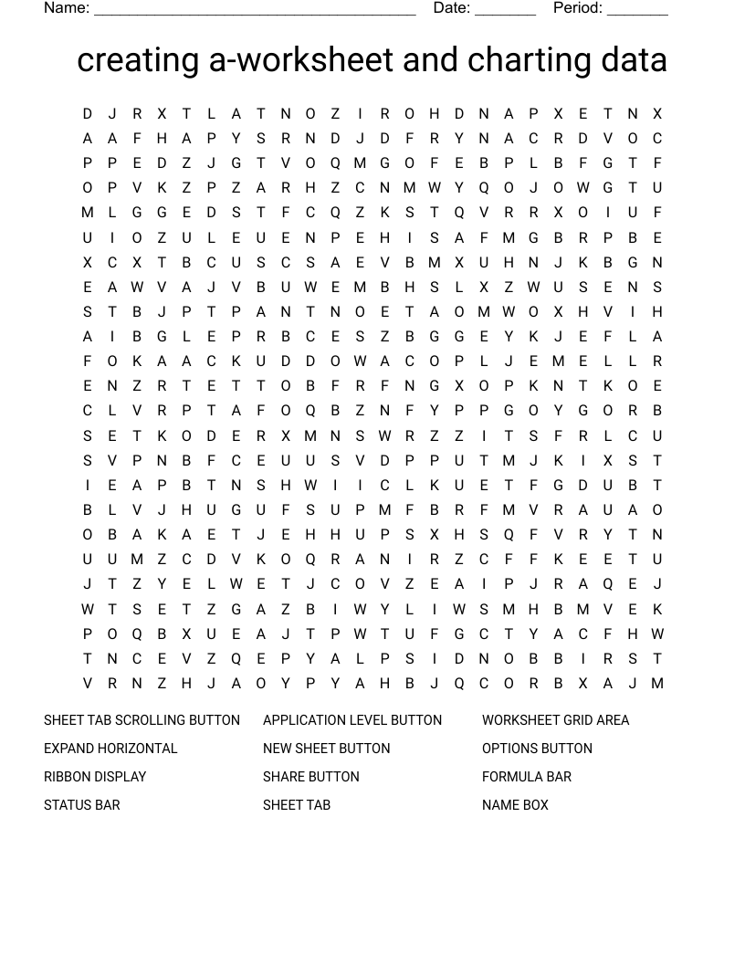 creating a-worksheet and charting data Word Search