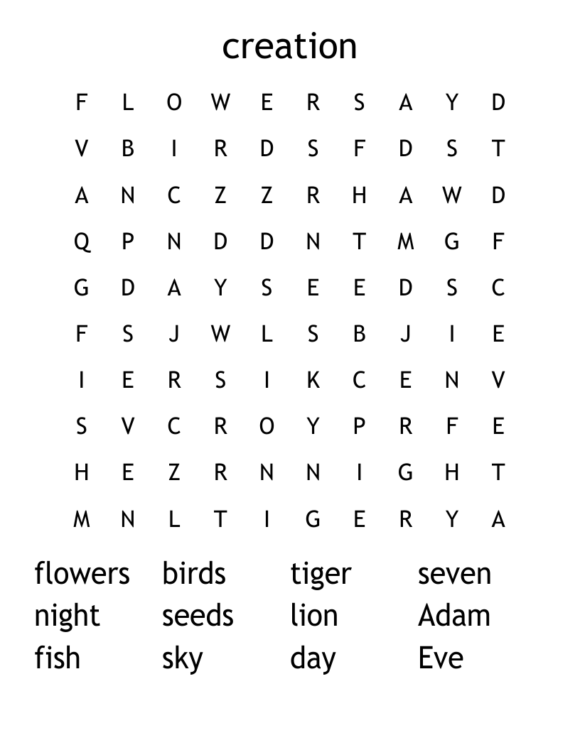 creation Word Search