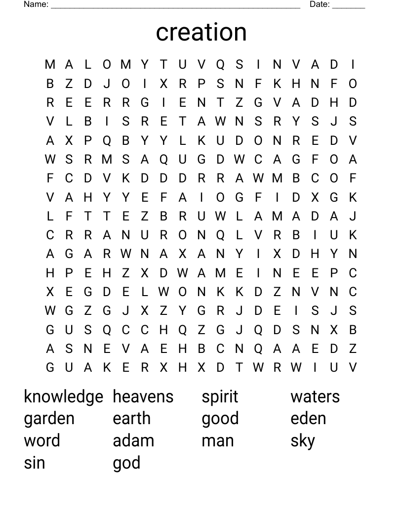 creation Word Search