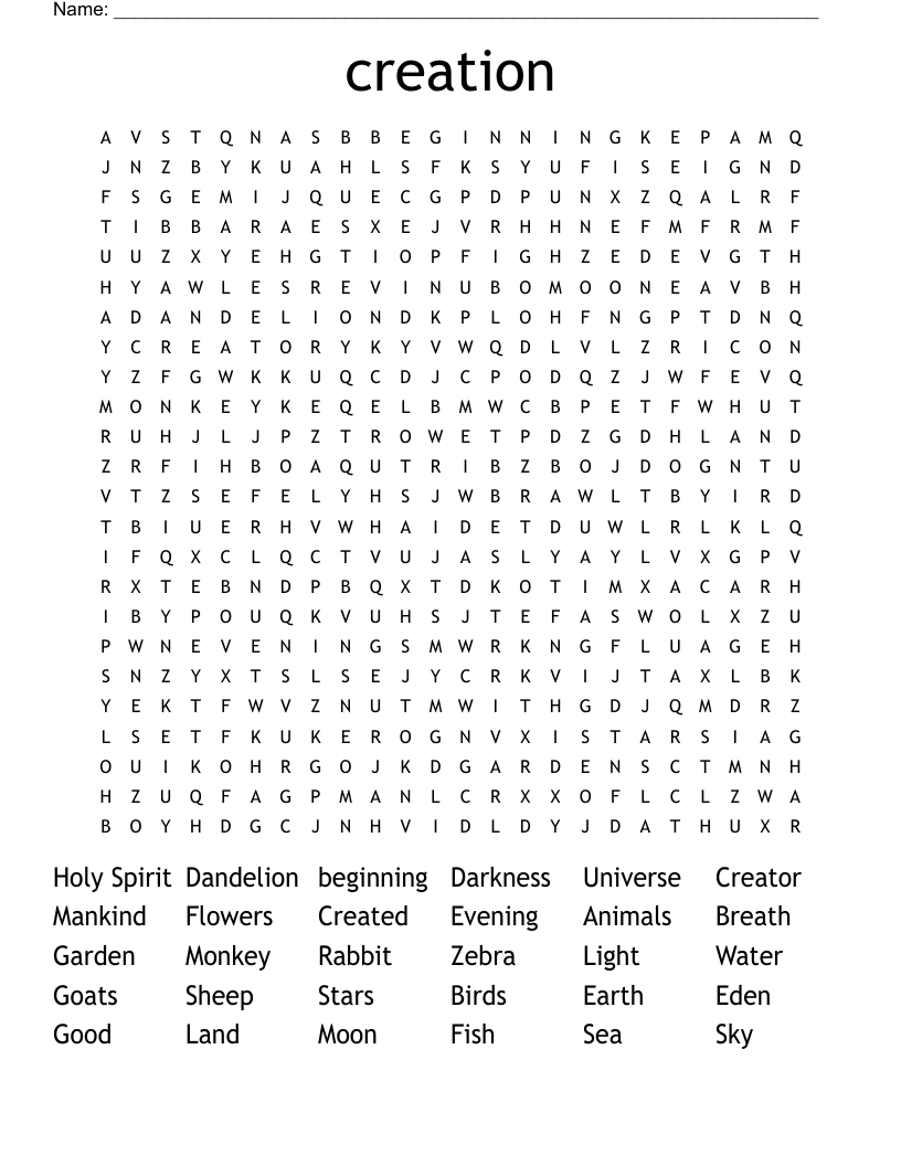 creation Word Search