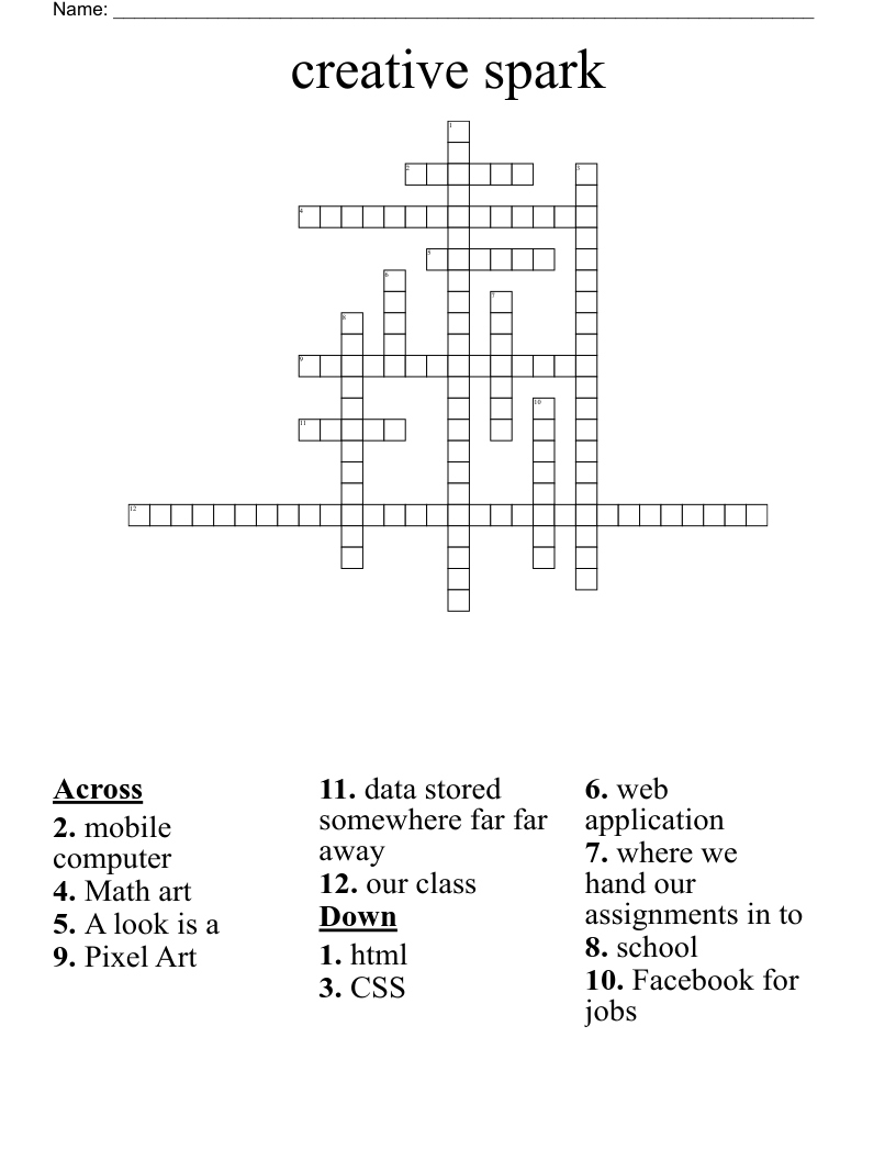 creative spark Crossword