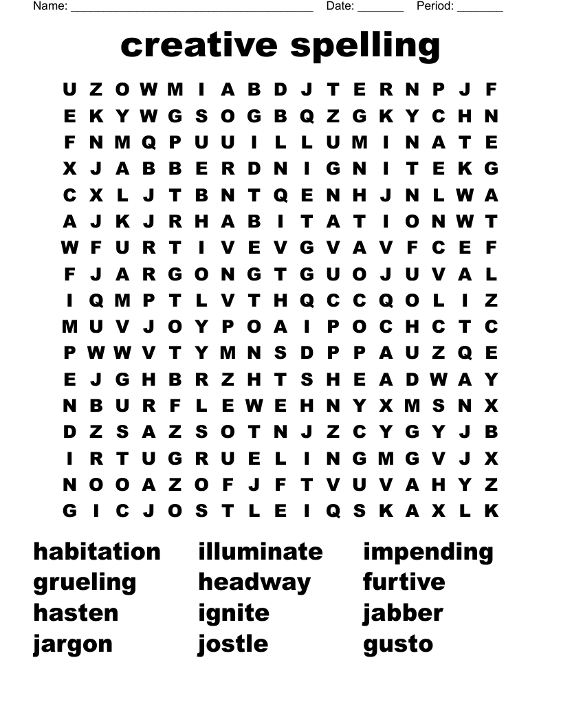 creative spelling Word Search