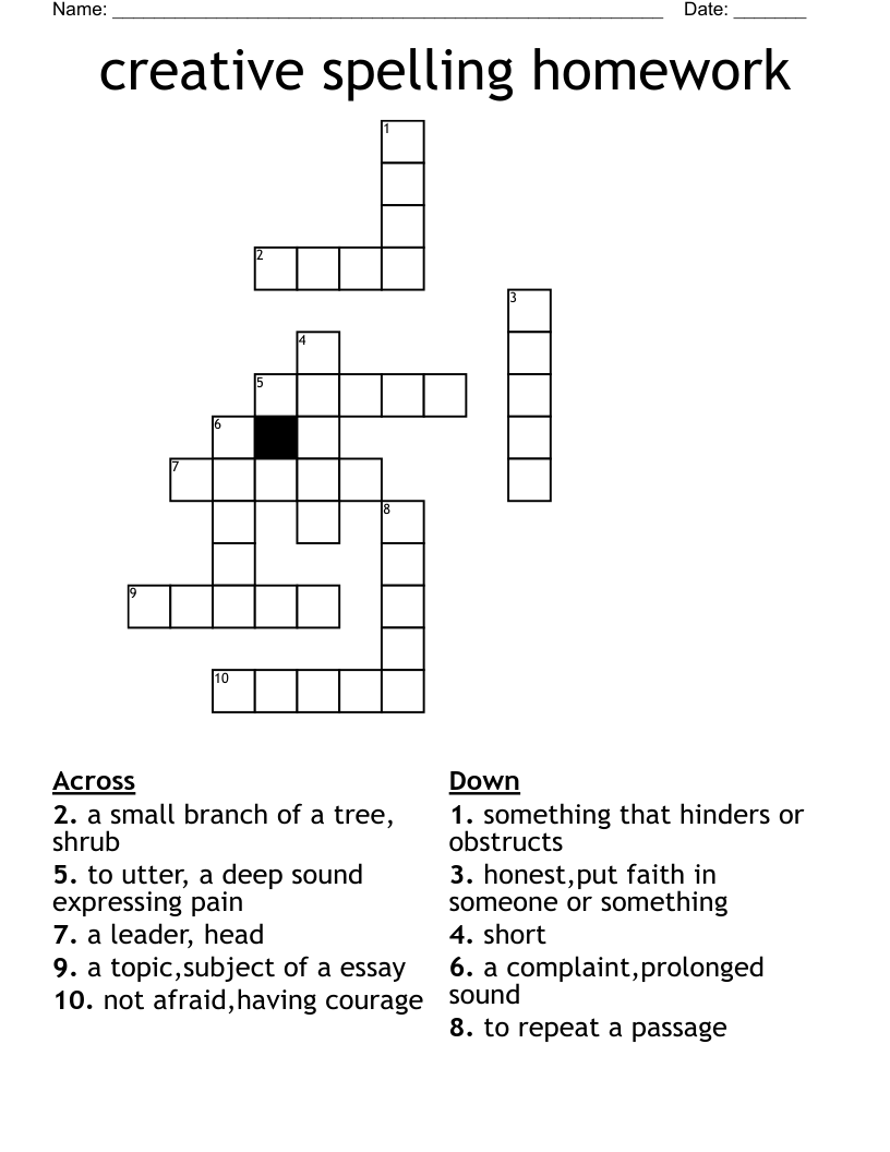 creative spelling homework Crossword