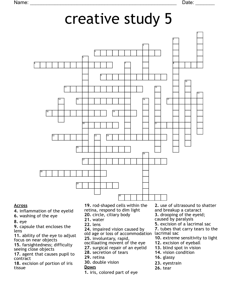 creative study 5 Crossword