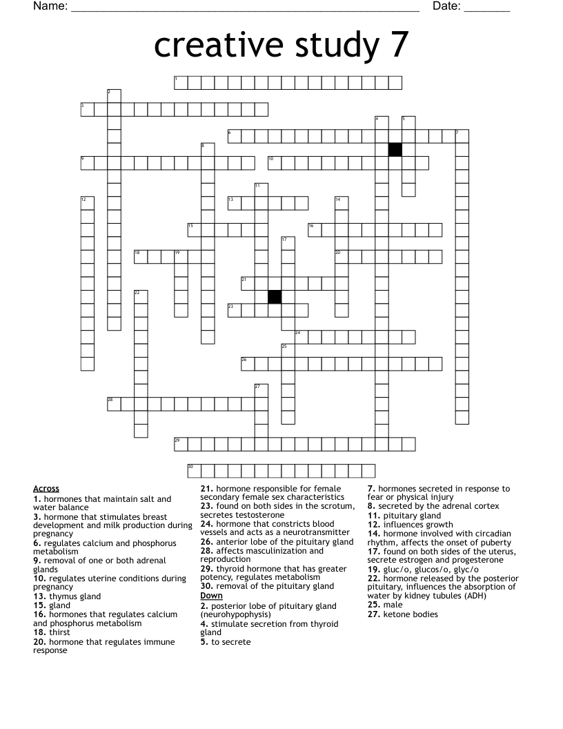creative study 7 Crossword