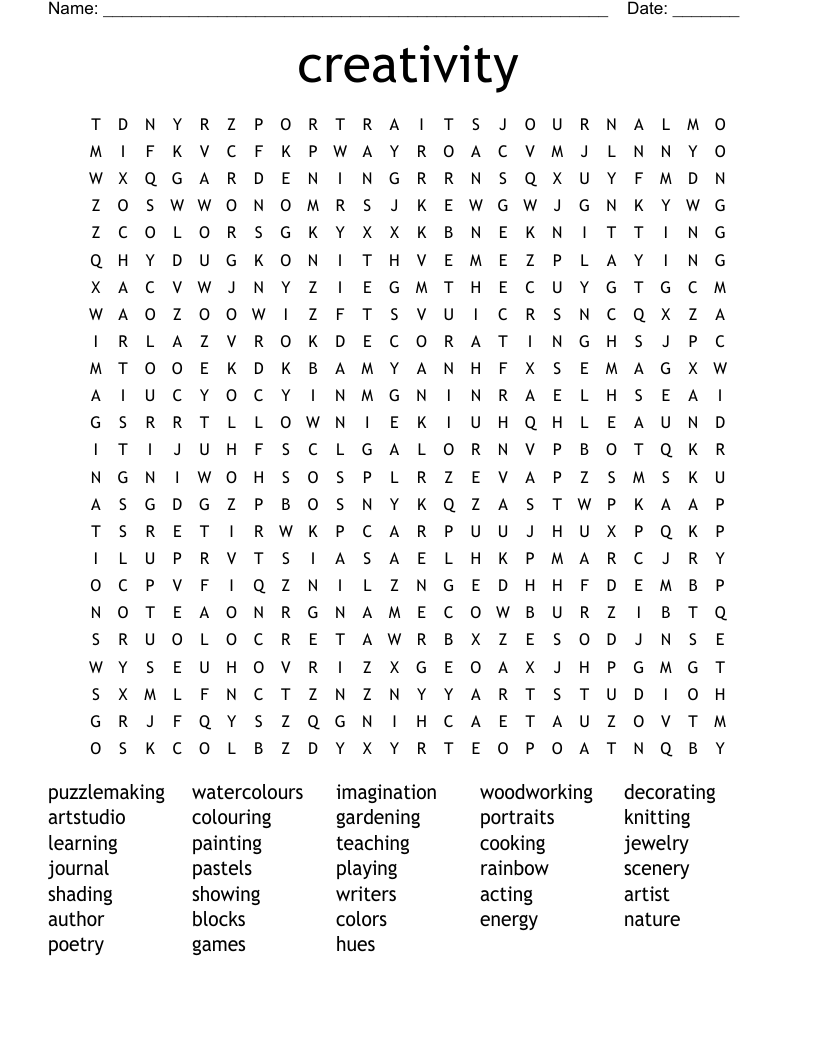 creativity Word Search