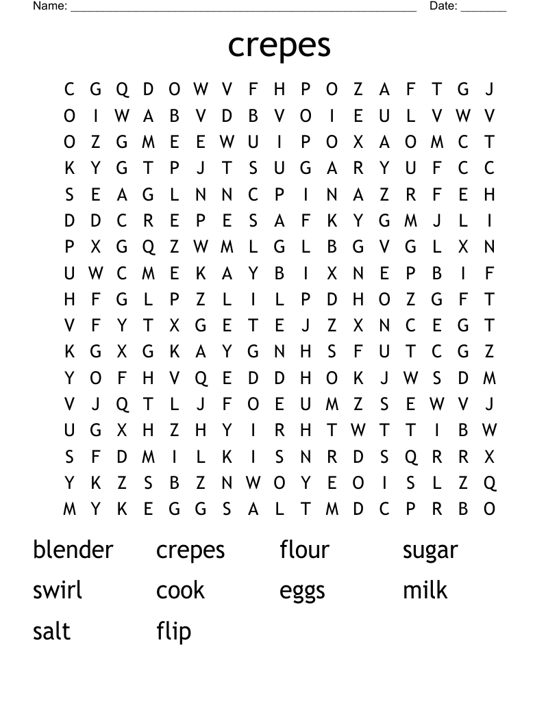 crepes Word Search