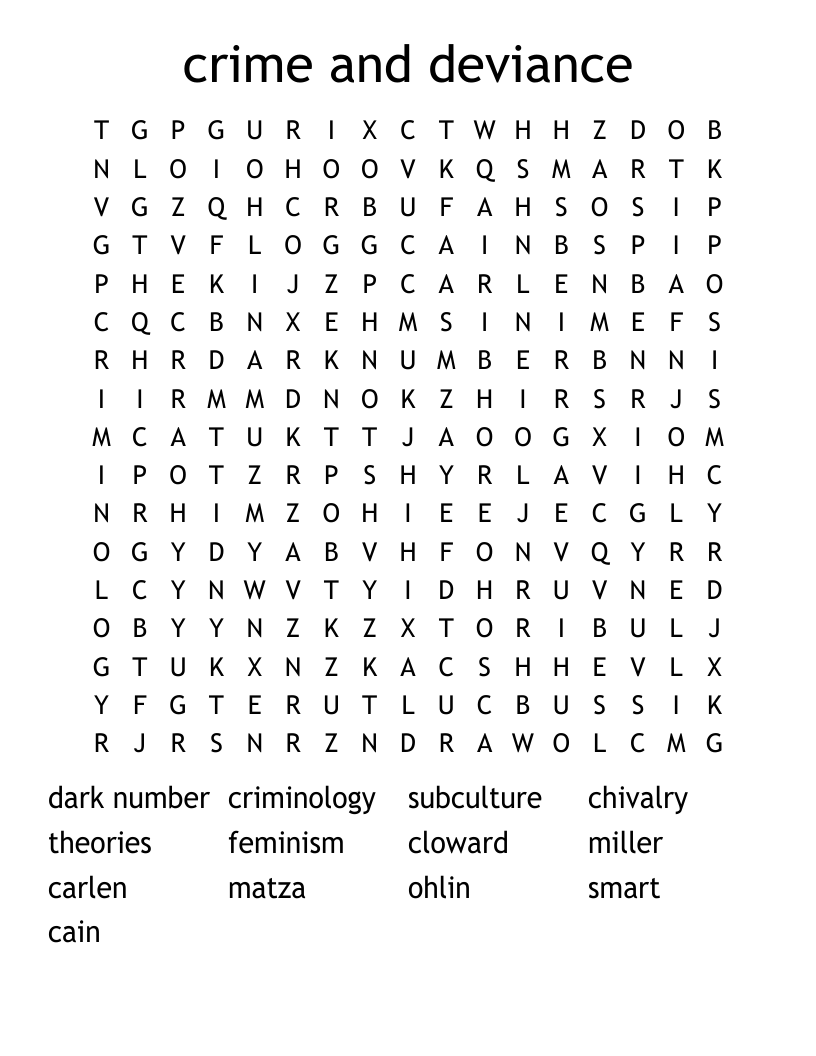 crime and deviance Word Search