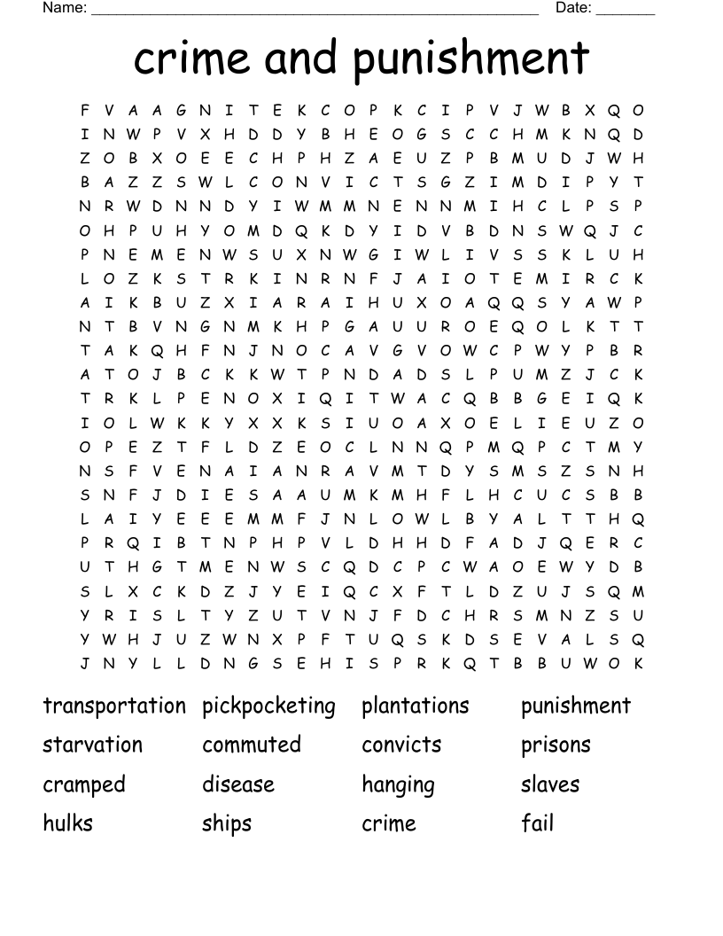 crime and punishment Word Search