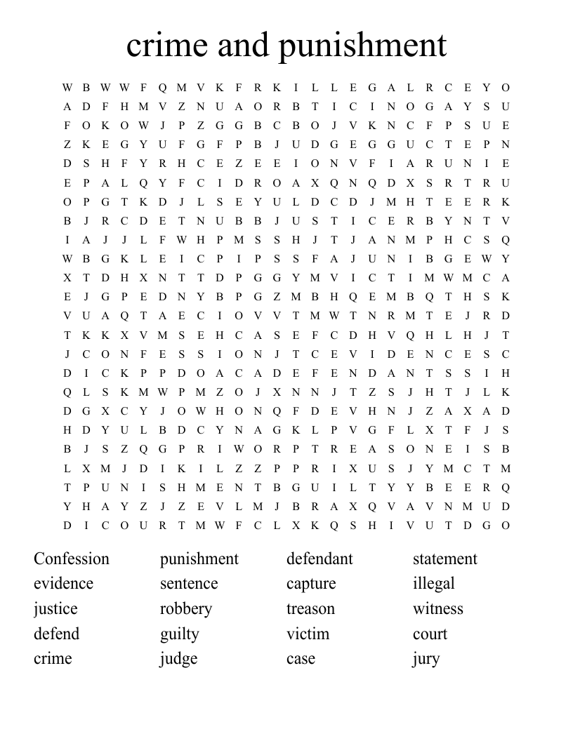 crime and punishment Word Search