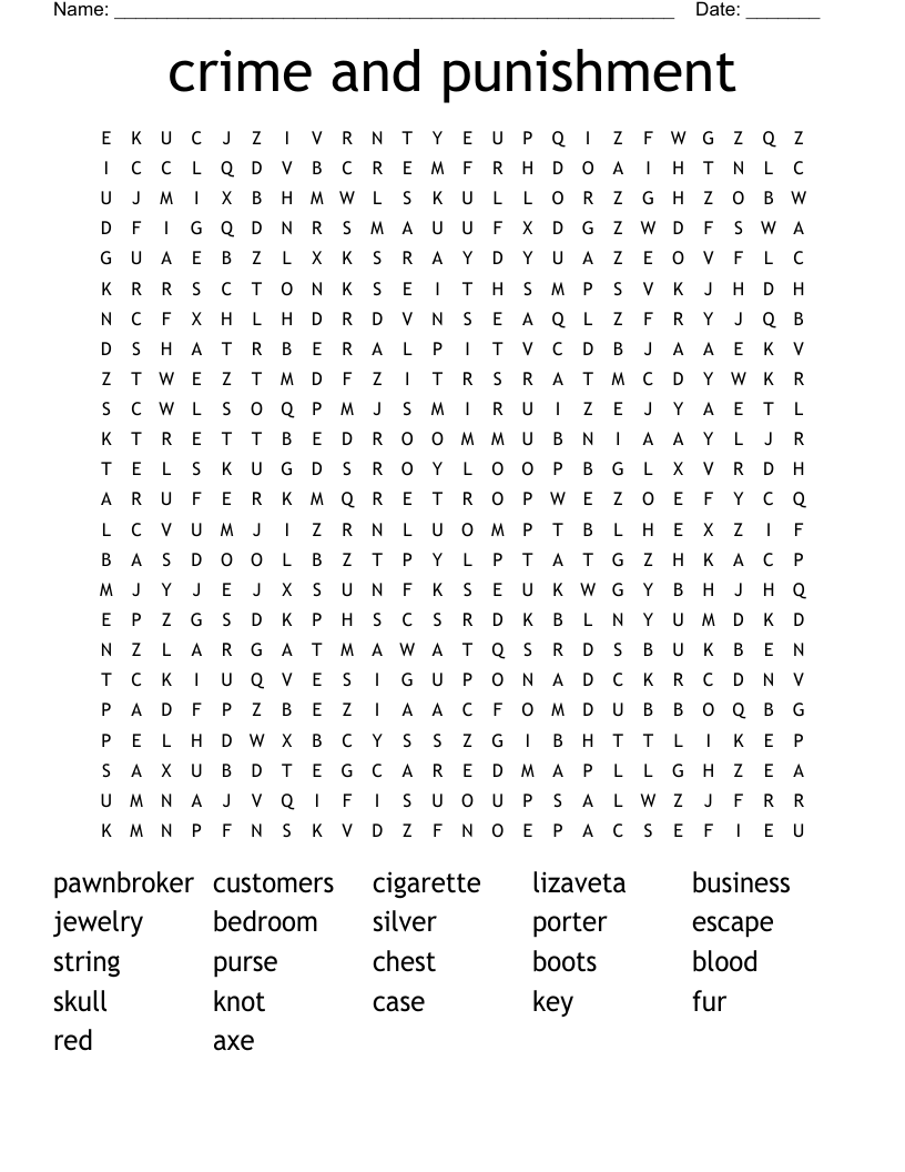 crime and punishment Word Search