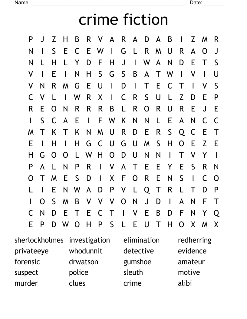 crime fiction Word Search