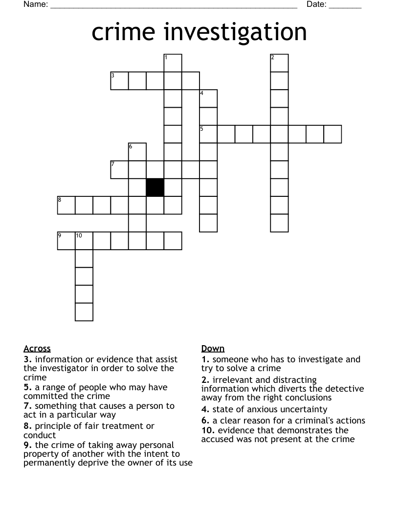 crime investigation Crossword