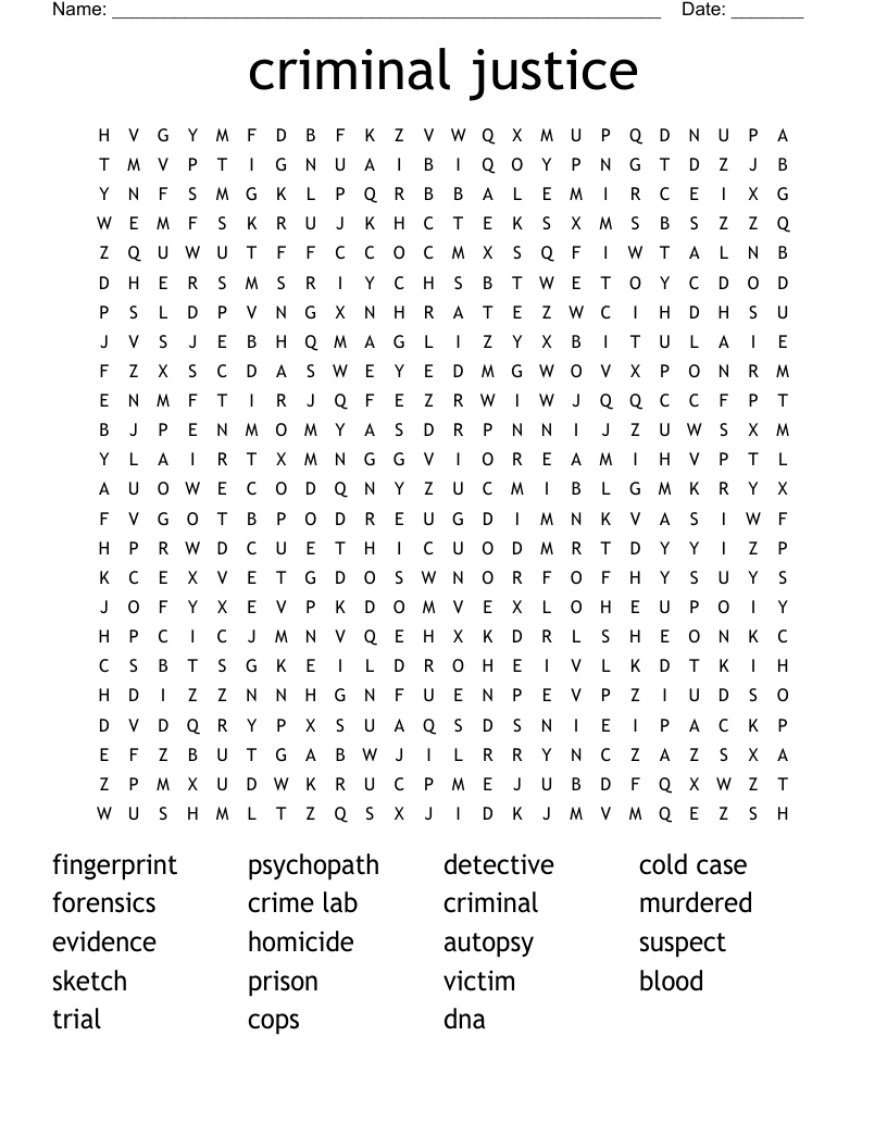 criminal justice Word Search