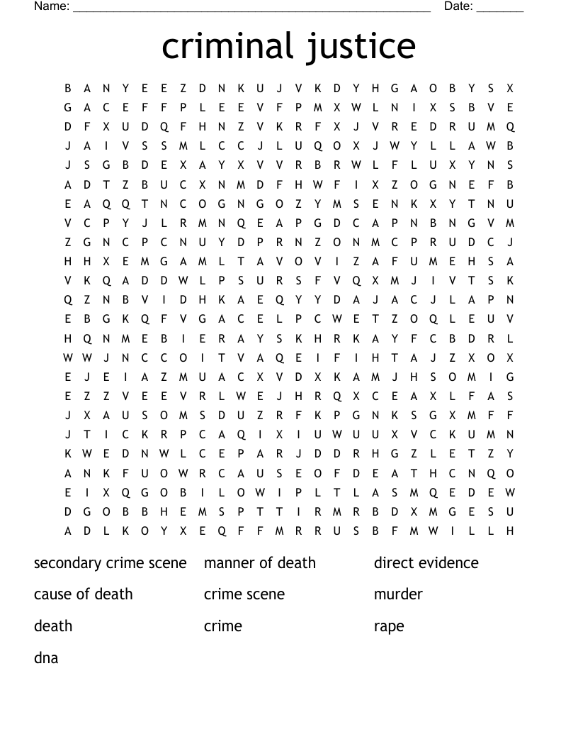 criminal justice Word Search