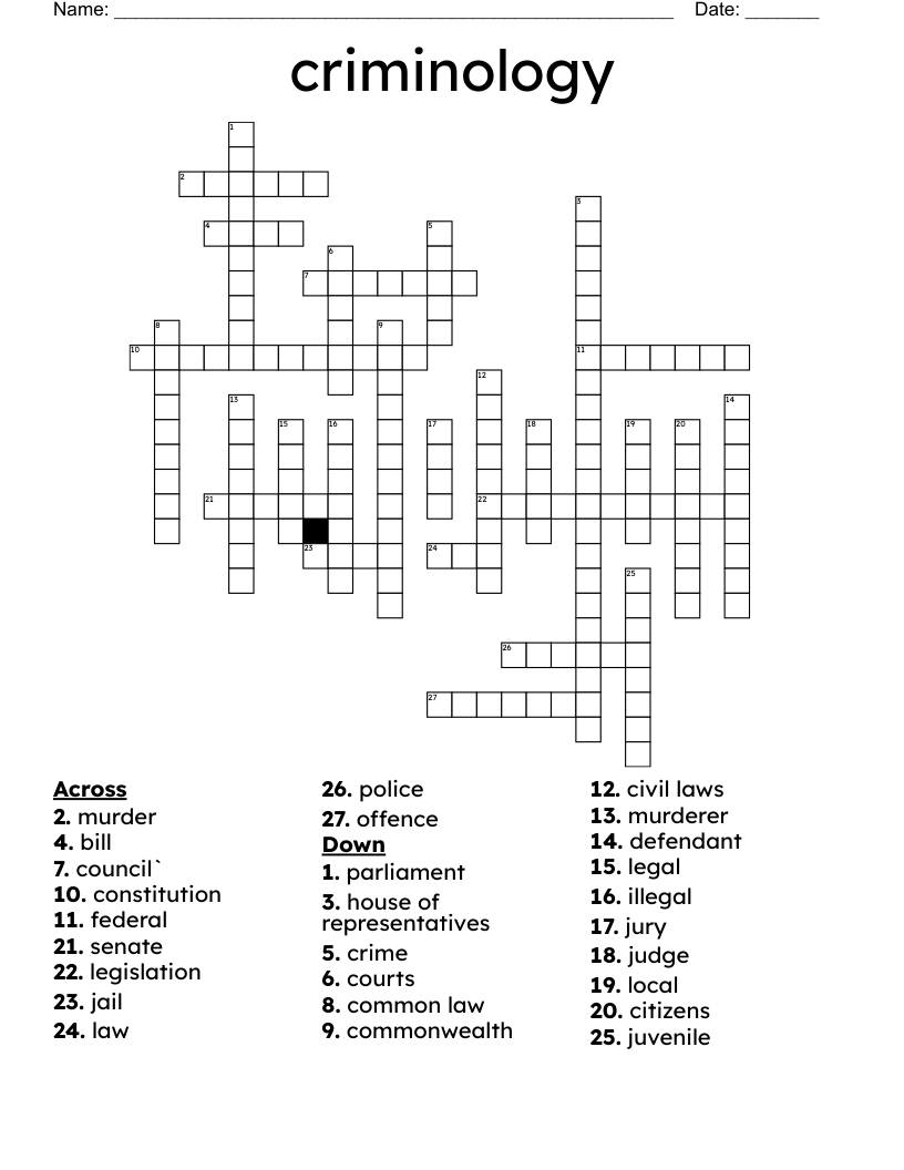 criminology  Crossword