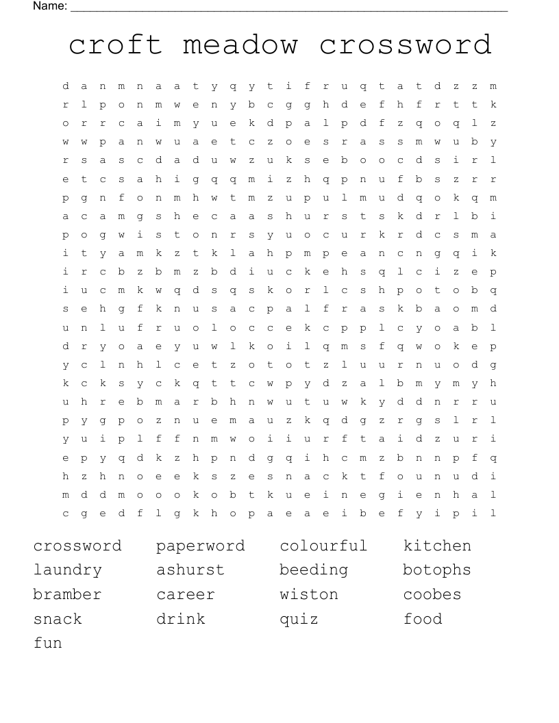 croft meadow crossword  Word Search