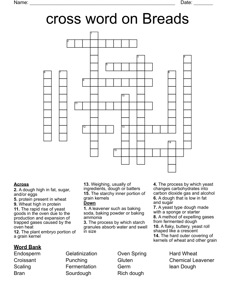 cross word on Breads 
