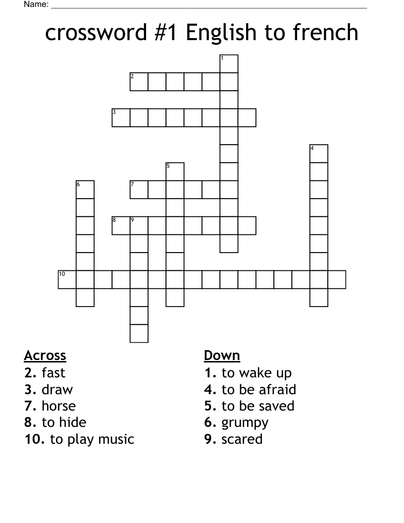 crossword #1 English to french 