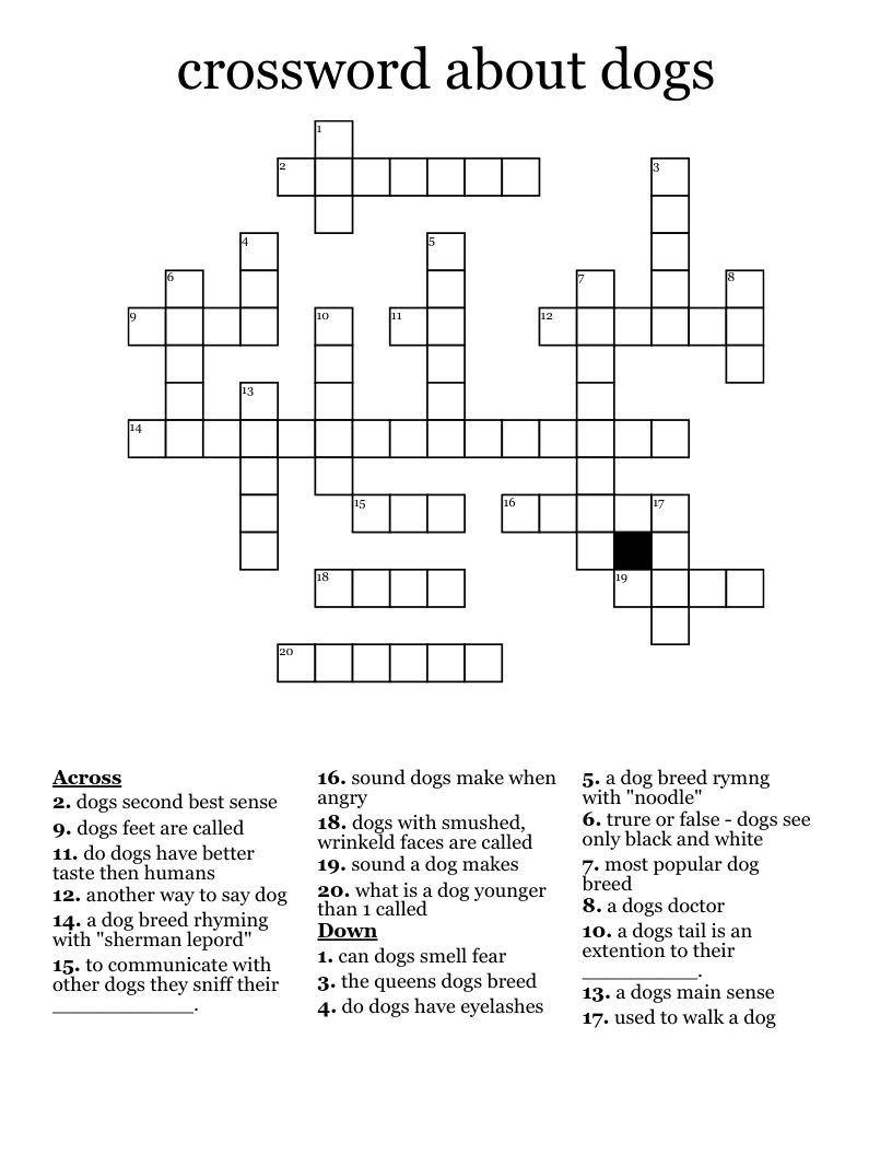 crossword about dogs 