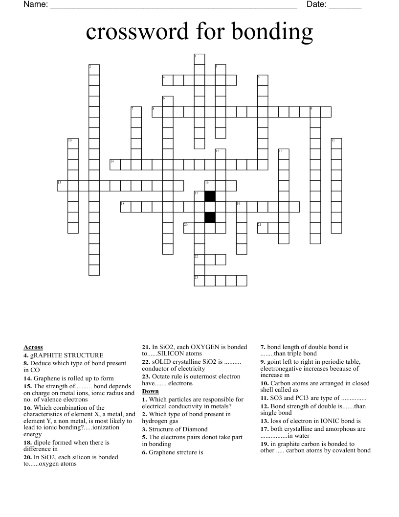 crossword for bonding 
