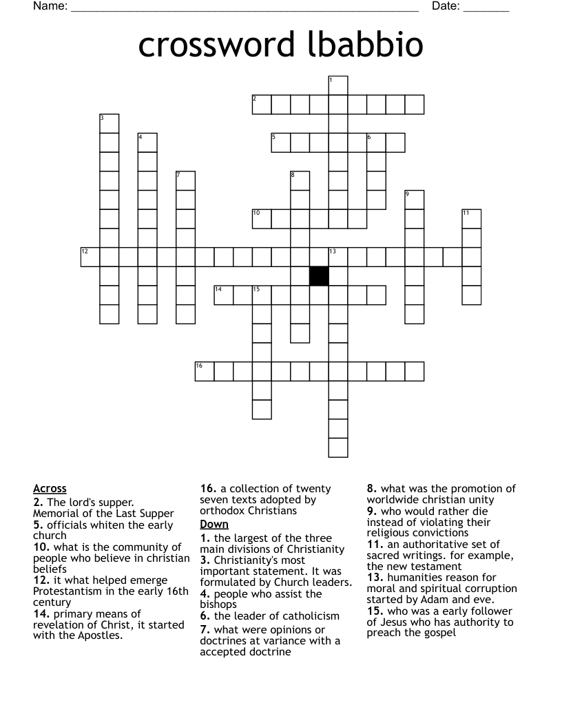 crossword lbabbio