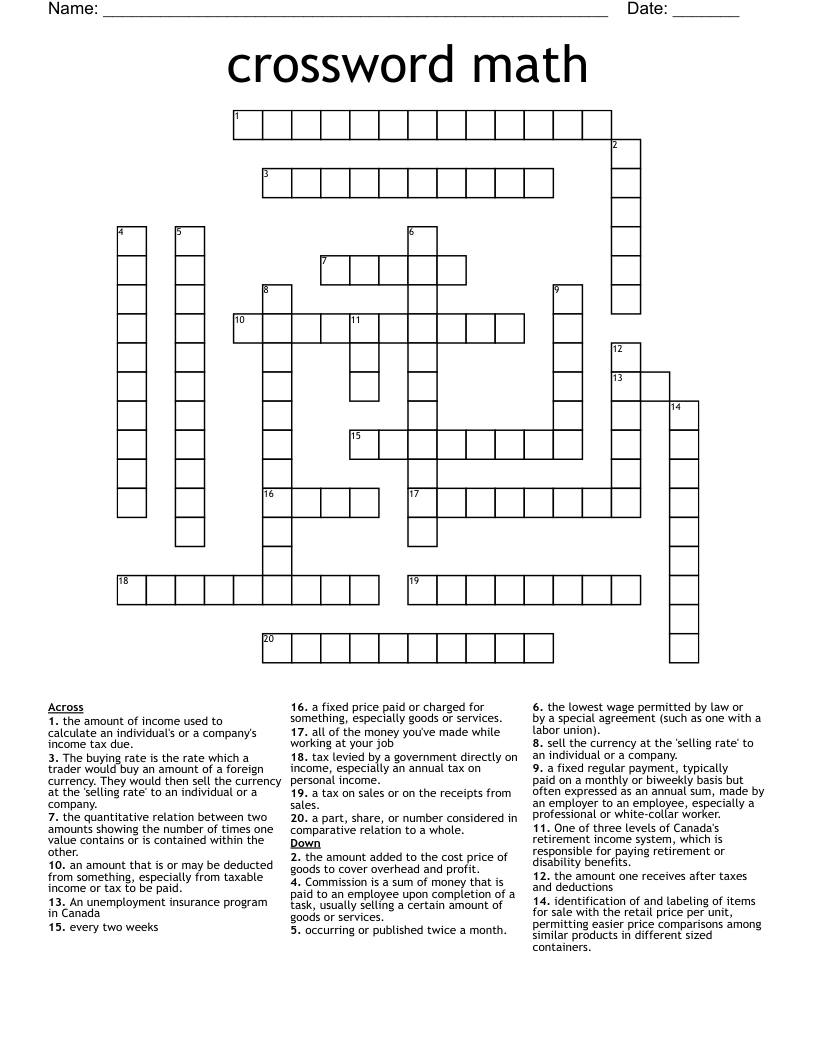 crossword math