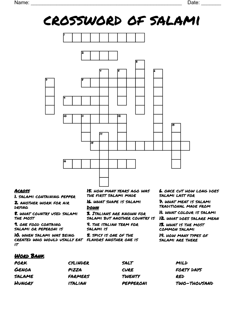 crossword of salami