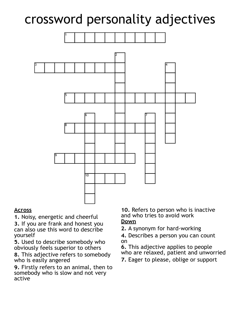 crossword personality adjectives