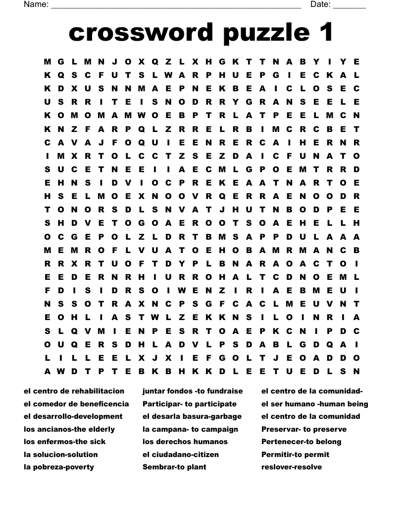 crossword puzzle 1 Word Search