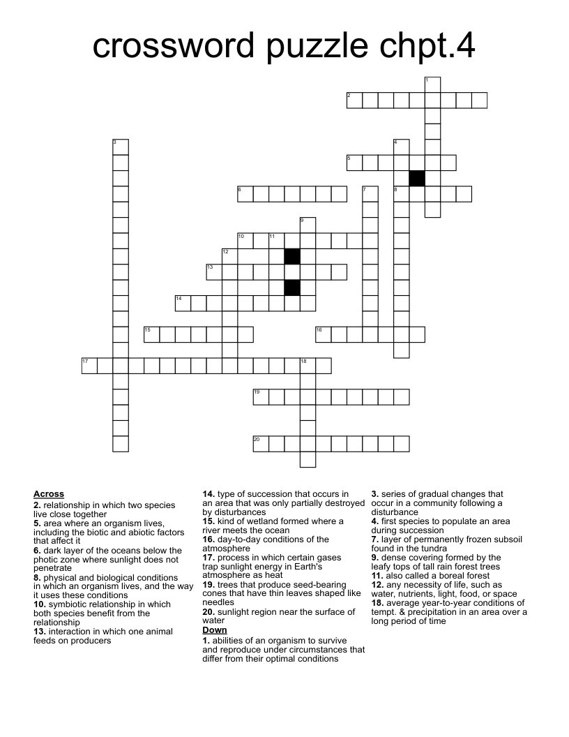crossword puzzle chpt.4